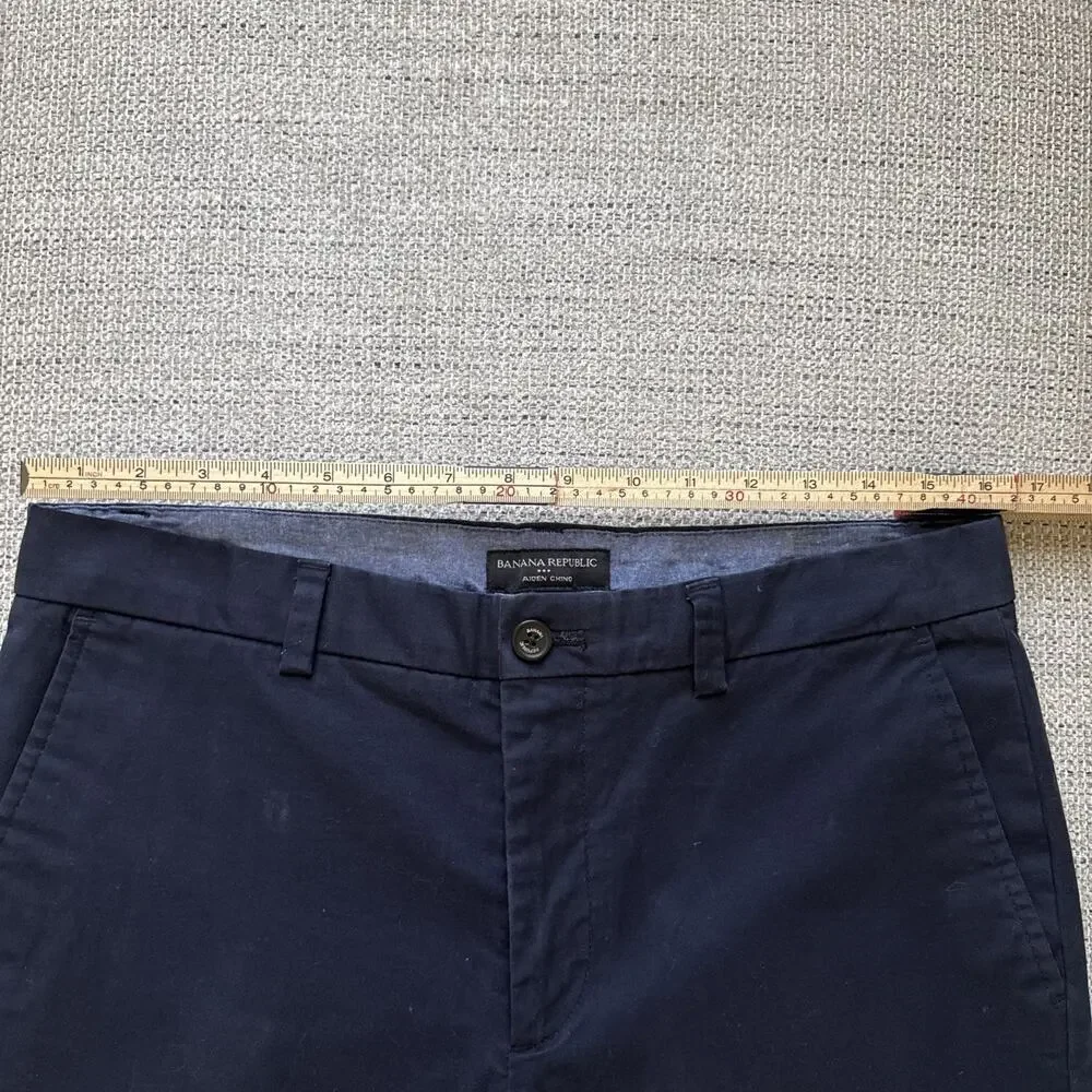 Banana Republic Men’s Aiden Chino Pants 33x32 Navy Blue Slim Fit Cotton Stretch